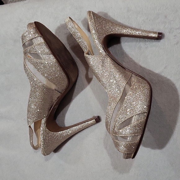 Lulu Townsend Elegant Glitter Slingback Heels - Picture 7 of 11